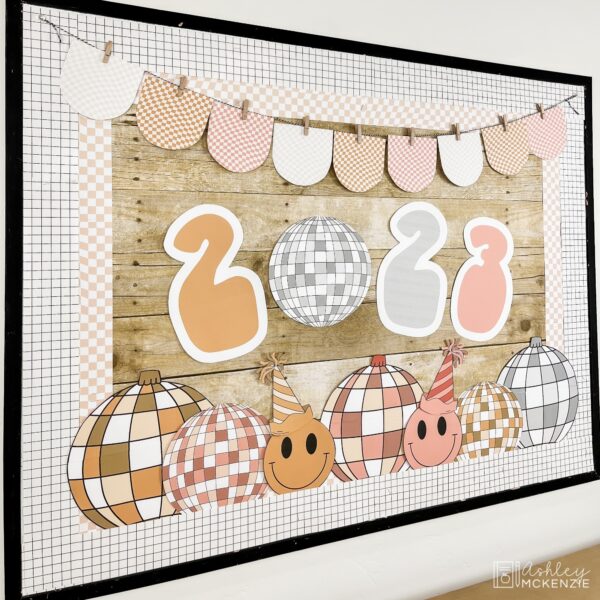 Retro New Year Bulletin Board Kit Retro New Year Bulletin Board Kit