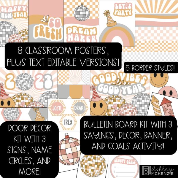Retro New Year Classroom Decor Bundle Retro New Year Classroom Decor Bundle