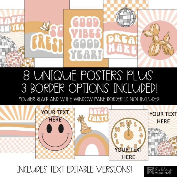 Retro New Year Classroom Posters - Editable! Retro New Year Classroom Posters - Editable!