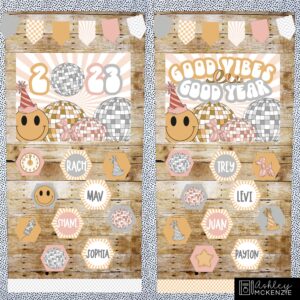 Retro New Year Classroom Door Decor Kit Retro New Year Classroom Door Decor Kit