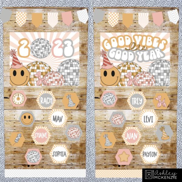 Retro New Year Classroom Door Decor Kit Retro New Year Classroom Door Decor Kit