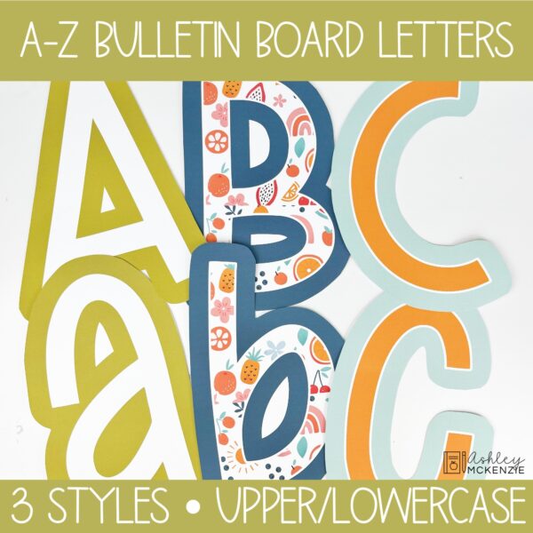 Modern Fruity Bulletin Board, Posters, A-Z Bulletin Board Letters, and Door Decor Mini Bundle Modern Fruity Bulletin Board, Posters, A-Z Bulletin Board Letters, and Door Decor Mini Bundle
