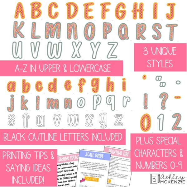 Valentine Love Primary A-Z Bulletin Board Letters, Punctuation, and Numbers Valentine Love Primary A-Z Bulletin Board Letters, Punctuation, and Numbers