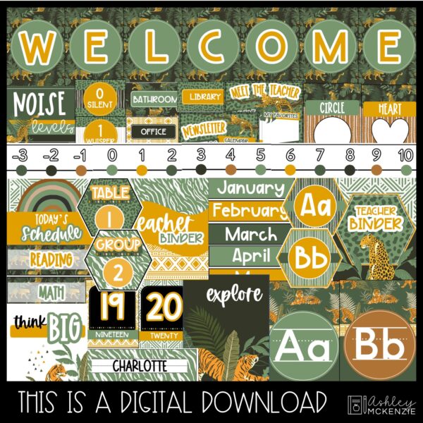 Modern Jungle Classroom Decor Bundle Modern Jungle Classroom Decor Bundle