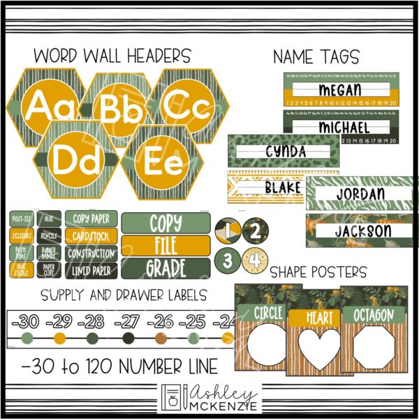 Modern Jungle Classroom Decor Bundle Modern Jungle Classroom Decor Bundle