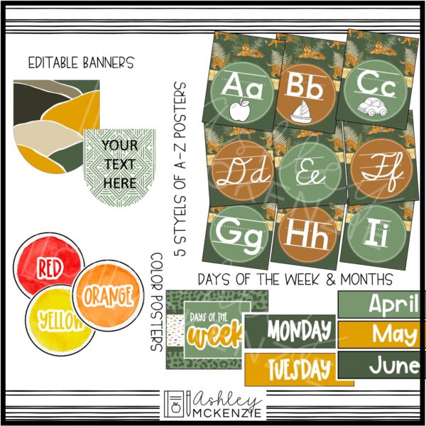 Modern Jungle Classroom Decor Bundle Modern Jungle Classroom Decor Bundle