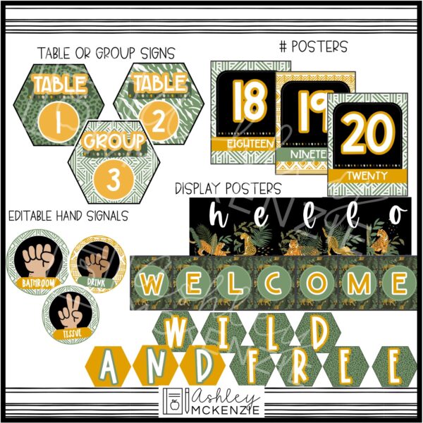 Modern Jungle Classroom Decor Bundle Modern Jungle Classroom Decor Bundle