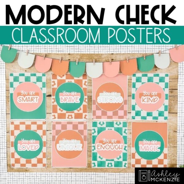 Modern Check Classroom Decor | Classroom Posters - Editable!