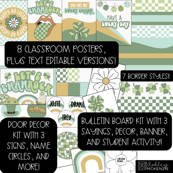Retro St. Patrick's Day Bulletin Board Bundle Retro St. Patrick's Day Bulletin Board Bundle