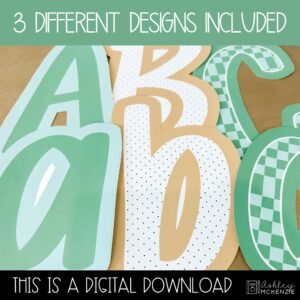 Retro St. Patrick's Day Primary A-Z Bulletin Board Letters, Punctuation, and Numbers
