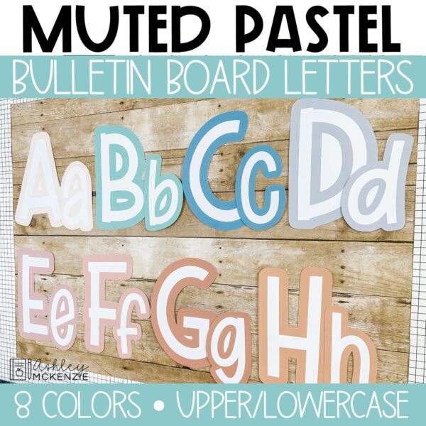 Muted Pastel A-Z Bulletin Board Letters, Punctuation, and Numbers