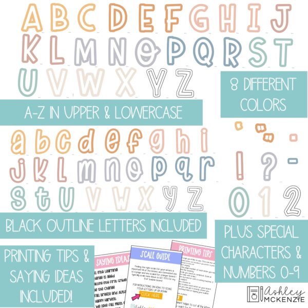 Muted Pastel A-Z Bulletin Board Letters, Punctuation, and Numbers Muted Pastel A-Z Bulletin Board Letters, Punctuation, and Numbers