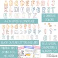 Muted Pastel Primary Font A-Z Bulletin Board Letters, Punctuation, and Numbers