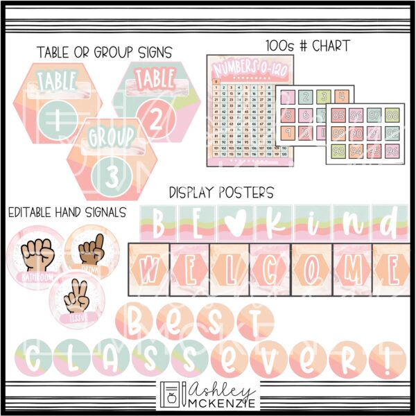 Marbled Pastel Classroom Decor Bundle Marbled Pastel Classroom Decor Bundle
