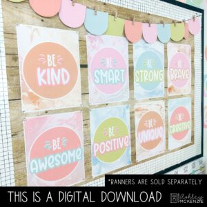 Marbled Pastel Classroom Decor | Classroom Posters - Editable!