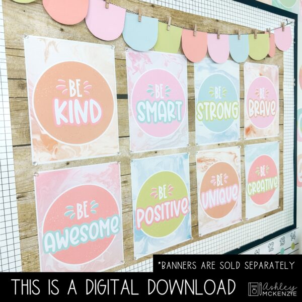 Marbled Pastel Classroom Decor | Classroom Posters - Editable! Marbled Pastel Classroom Decor | Classroom Posters - Editable!