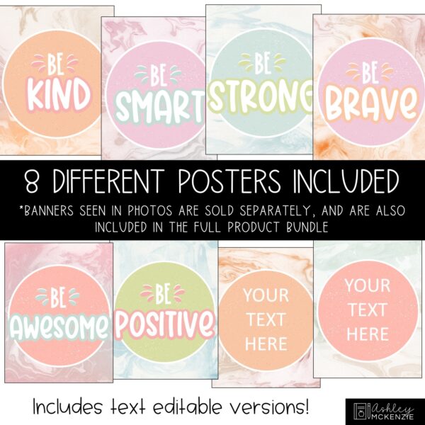 Marbled Pastel Classroom Decor | Classroom Posters - Editable! Marbled Pastel Classroom Decor | Classroom Posters - Editable!