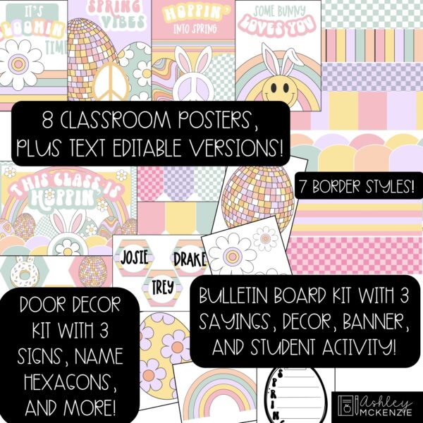 Retro Spring Bulletin Board Bundle Retro Spring Bulletin Board Bundle