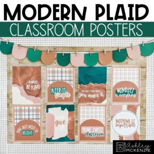 Modern Plaid Classroom Decor | Classroom Posters - Editable!