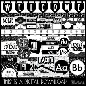 Black and White Terrazzo Classroom Decor Bundle Black and White Terrazzo Classroom Decor Bundle