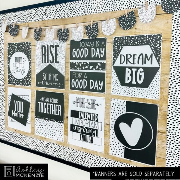 Black and White Terrazzo Classroom Decor | Classroom Posters - Editable! Black and White Terrazzo Classroom Decor | Classroom Posters - Editable!
