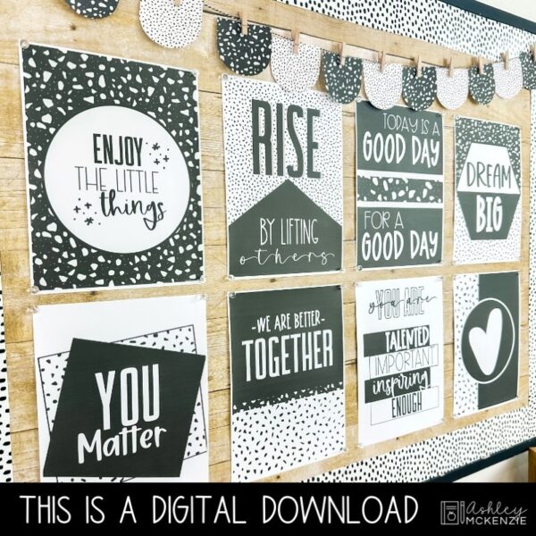 Black and White Terrazzo Classroom Decor | Classroom Posters - Editable! Black and White Terrazzo Classroom Decor | Classroom Posters - Editable!