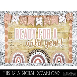 Boho Neutral Animal Print Back to School Bulletin Board Kit