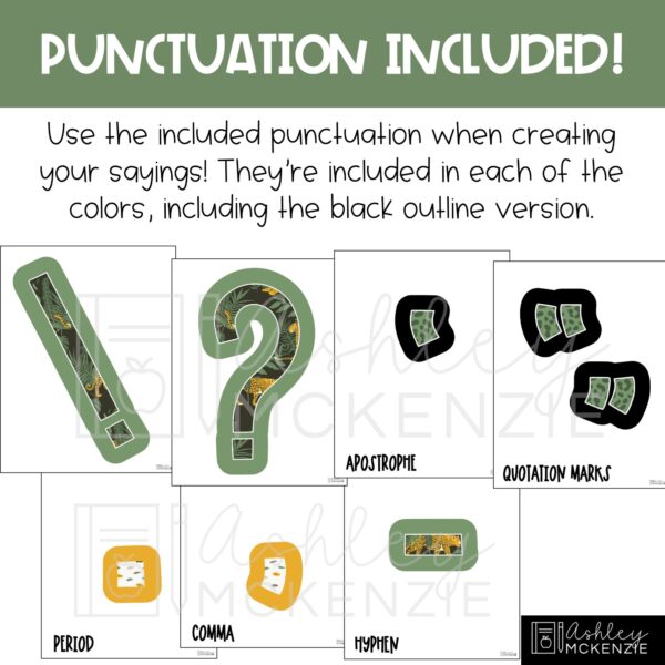 Modern Jungle A-Z Bulletin Board Letters, Punctuation, and Numbers Modern Jungle A-Z Bulletin Board Letters, Punctuation, and Numbers