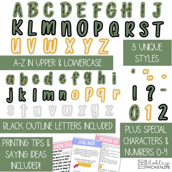 Modern Jungle Primary Font A-Z Bulletin Board Letters, Punctuation, and Numbers Modern Jungle Primary Font A-Z Bulletin Board Letters, Punctuation, and Numbers