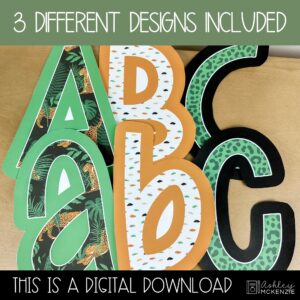 Modern Jungle A-Z Bulletin Board Letters, Punctuation, and Numbers