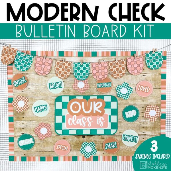 Modern Checkered Back to School Bulletin Board Kit