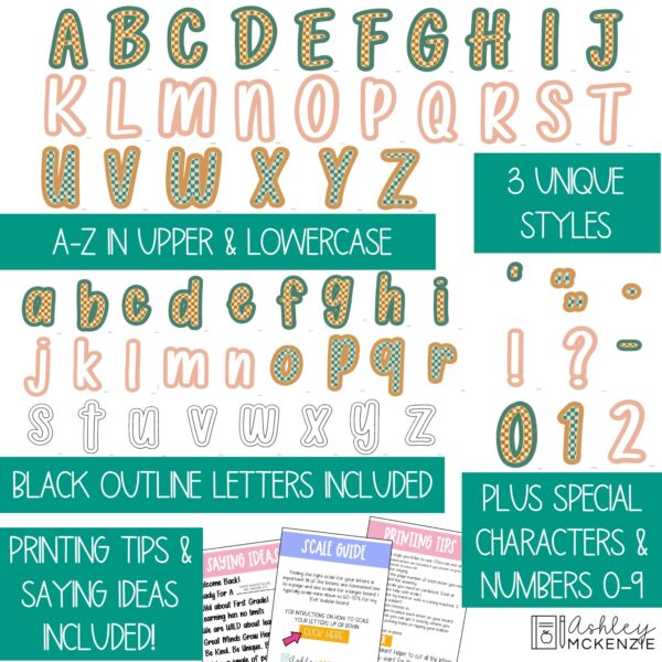 Modern Check Primary Font A-Z Bulletin Board Letters, Punctuation, and Numbers Modern Check Primary Font A-Z Bulletin Board Letters, Punctuation, and Numbers