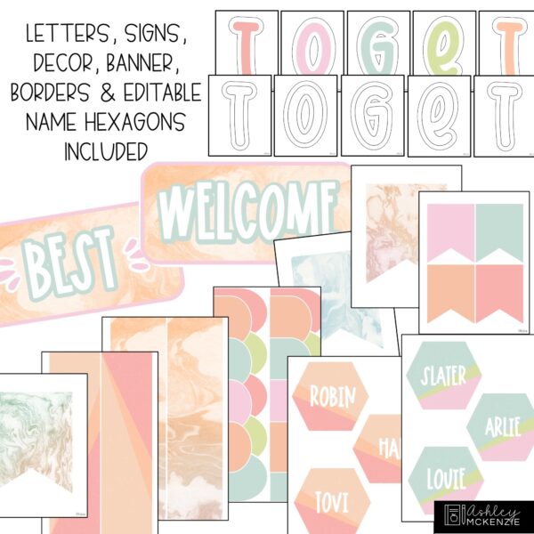 Marbled Pastel Back to School Bulletin Board Kit Marbled Pastel Back to School Bulletin Board Kit