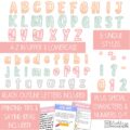 Marbled Pastel Primary Font A-Z Bulletin Board Letters, Punctuation, and Numbers