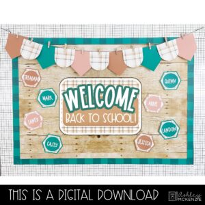 Modern Plaid Back to School Bulletin Board Kit