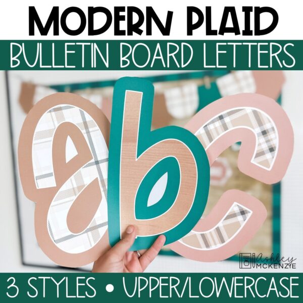Modern Plaid A-Z Bulletin Board Letters, Punctuation, and Numbers