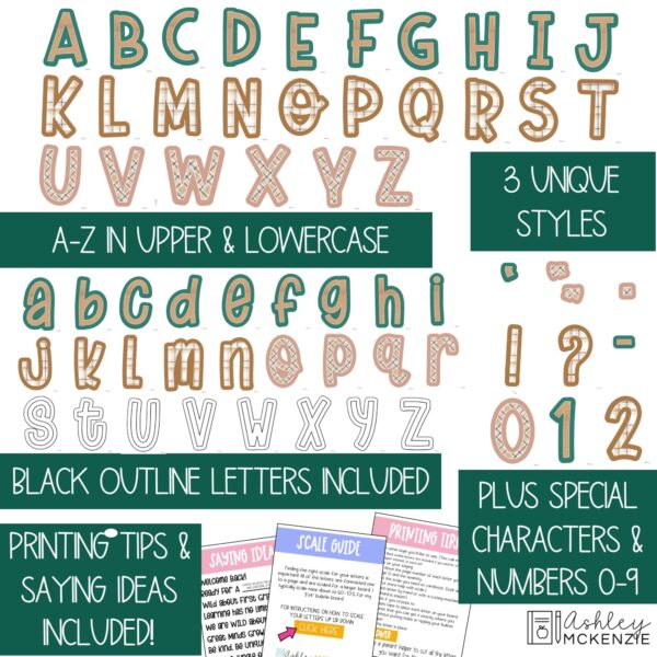 Modern Plaid A-Z Bulletin Board Letters, Punctuation, and Numbers Modern Plaid A-Z Bulletin Board Letters, Punctuation, and Numbers