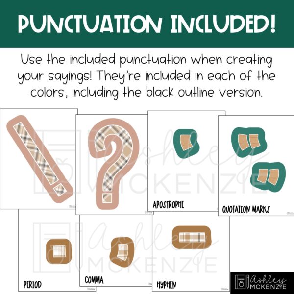 Modern Plaid A-Z Bulletin Board Letters, Punctuation, and Numbers Modern Plaid A-Z Bulletin Board Letters, Punctuation, and Numbers