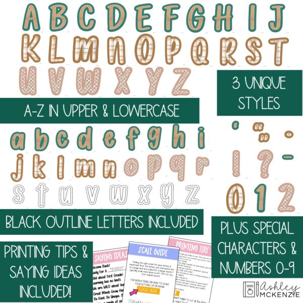 Modern Plaid Primary Font A-Z Bulletin Board Letters, Punctuation, and Numbers Modern Plaid Primary Font A-Z Bulletin Board Letters, Punctuation, and Numbers