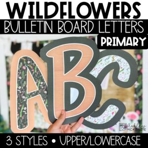 Wildflowers Primary Font A-Z Bulletin Board Letters, Punctuation, and Numbers