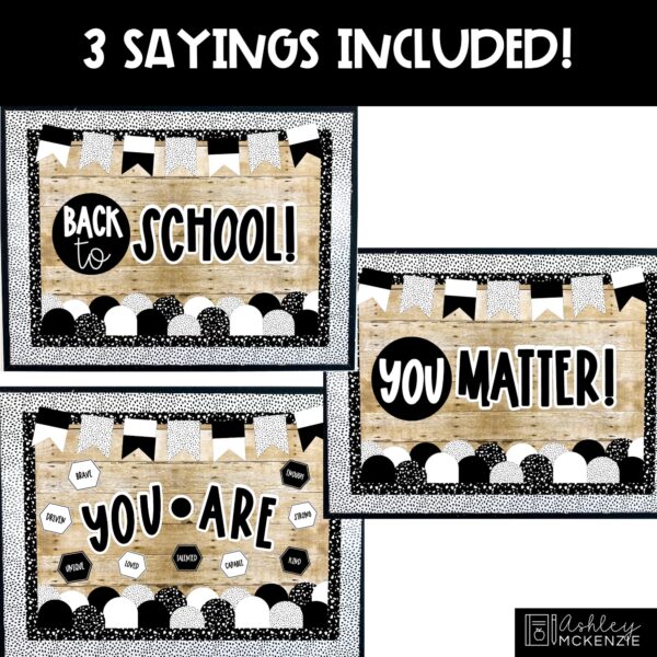 Black and White Terrazzo Back to School Bulletin Board Kit Black and White Terrazzo Back to School Bulletin Board Kit
