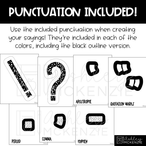 Black and White Terrazzo A-Z Bulletin Board Letters, Punctuation, and Numbers Black and White Terrazzo A-Z Bulletin Board Letters, Punctuation, and Numbers