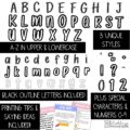Black and White Terrazzo Primary Font A-Z Bulletin Board Letters, Punctuation, and Numbers