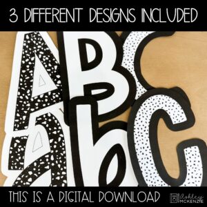 Black and White Terrazzo A-Z Bulletin Board Letters, Punctuation, and Numbers