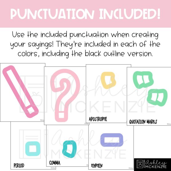 Pastel Colored A-Z Bulletin Board Letters, Punctuation, and Numbers Pastel Colored A-Z Bulletin Board Letters, Punctuation, and Numbers
