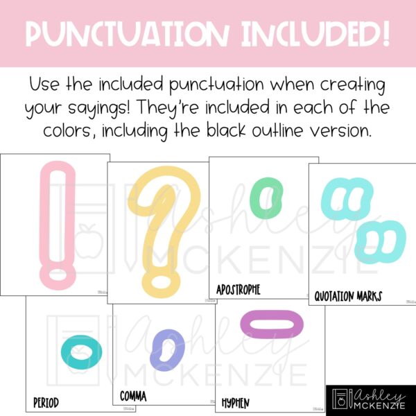 Pastel Colored Primary Font A-Z Bulletin Board Letters, Punctuation, and Numbers Pastel Colored Primary Font A-Z Bulletin Board Letters, Punctuation, and Numbers