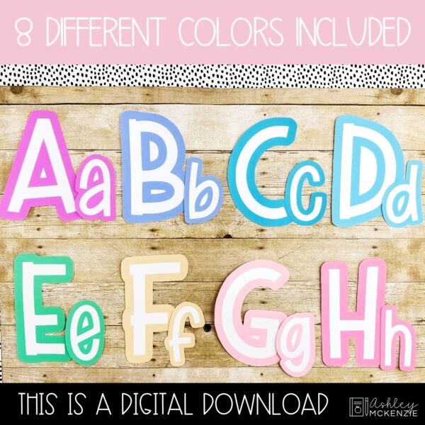 Pastel Colored A-Z Bulletin Board Letters, Punctuation, and Numbers Pastel Colored A-Z Bulletin Board Letters, Punctuation, and Numbers