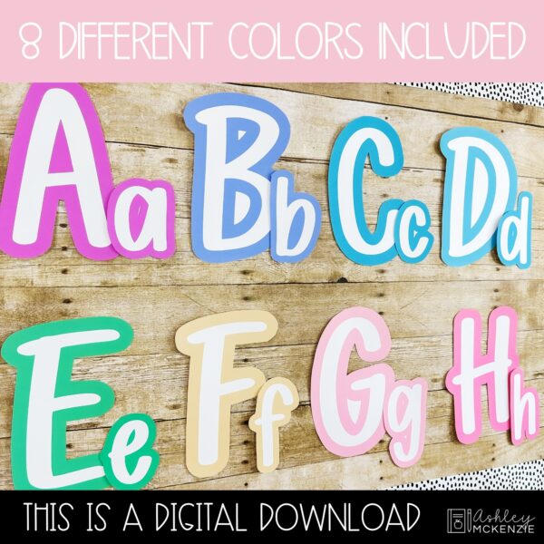 Pastel Colored Primary Font A-Z Bulletin Board Letters, Punctuation, and Numbers Pastel Colored Primary Font A-Z Bulletin Board Letters, Punctuation, and Numbers