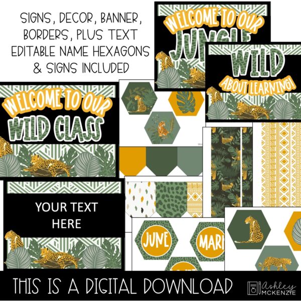 Modern Jungle Classroom Door Decor Kit Modern Jungle Classroom Door Decor Kit