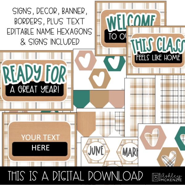Modern Plaid Classroom Door Decor Kit Modern Plaid Classroom Door Decor Kit